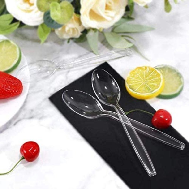 4 Packs Of 100PCS Transparent Plastic Spoons For Desserts And Appetizers